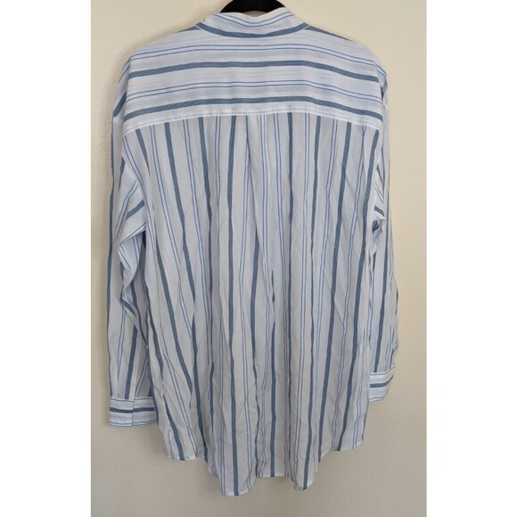Elizabeth And James Women's Button Front Hi-Lo Striped Semi-Sheer Preppy Boho XL - Picture 2 of 8